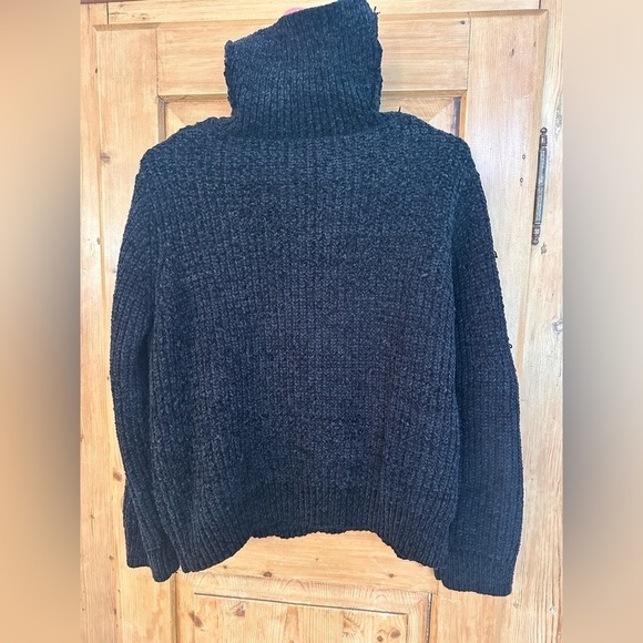 Forever 21 Black Chunky Loose Knit Turtleneck Size Large Academia Whimsigoth - Picture 3 of 14